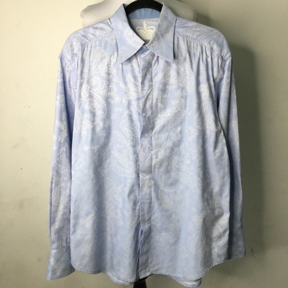 Robert Graham Men's Blue Paisley Button Down Long Sleeve Shirt Size Large